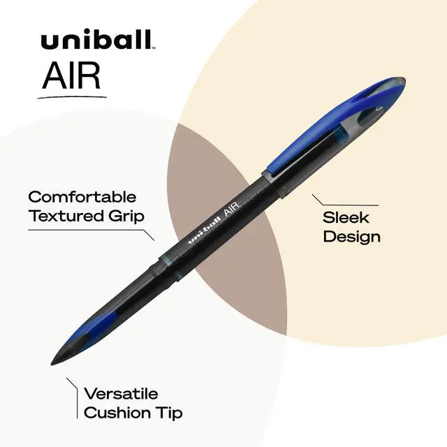 Alt view image 3 of 6 - Uni-ball AIR Porous Roller Ball Pen Stick Medium Blue 3/Pack 1926810