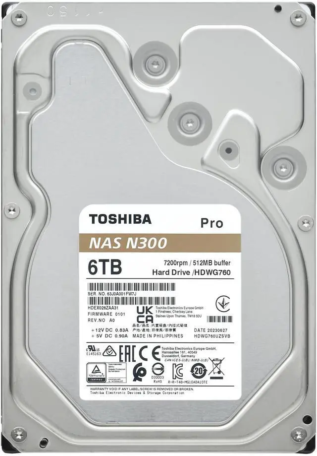 Alt view image 7 of 15 - Toshiba 6TB N300 PRO 7200 rpm SATA III 3.5" Internal NAS HDD HDWG760XZSTB