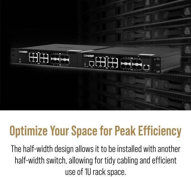 Alt view image 6 of 8 - QNAP QSW-M3216R-8S8T-US Half Rackmount 16-Port 10GbE Layer 2 Web Managed Switch - 8 Ports - Manageable - 10 Gigabit Ethernet - 10GBase-T, 10GBase-X - 2 Layer Supported