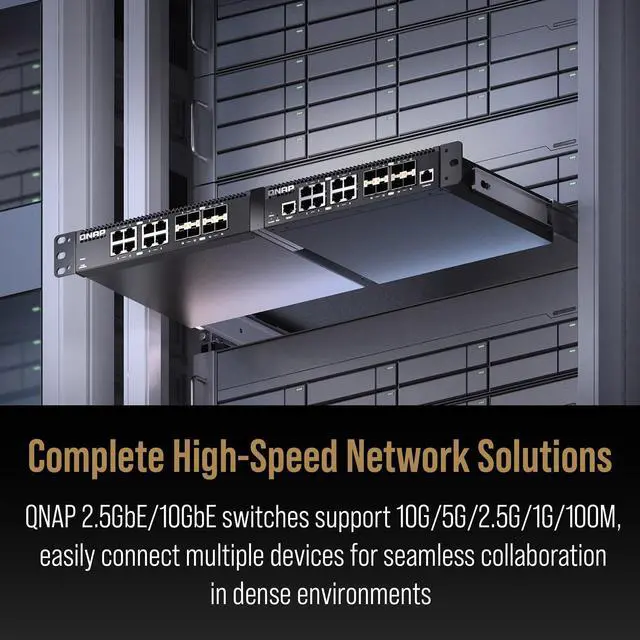 Alt view image 5 of 8 - QNAP QSW-M3216R-8S8T-US Half Rackmount 16-Port 10GbE Layer 2 Web Managed Switch - 8 Ports - Manageable - 10 Gigabit Ethernet - 10GBase-T, 10GBase-X - 2 Layer Supported