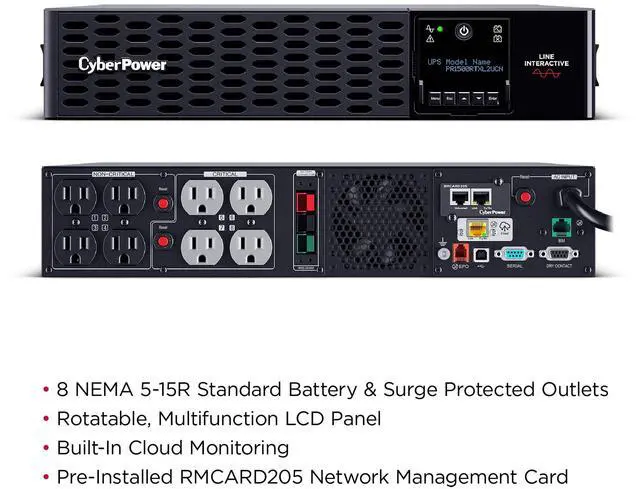 Alt view image 8 of 13 - CyberPower PR1500RTXL2UCN 1500VA/1500W SINE WAVE UPS 2U 8XNEMA 5-15R RMCARD205 Cloud