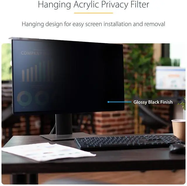 Alt view image 10 of 14 - StarTech 24" 16:9 Computer Monitor Privacy Screen, Hanging Acrylic Filter, Monitor Screen Protector, +/- 30 Deg., TAA