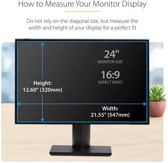 Alt view image 11 of 14 - StarTech 24" 16:9 Computer Monitor Privacy Screen, Hanging Acrylic Filter, Monitor Screen Protector, +/- 30 Deg., TAA