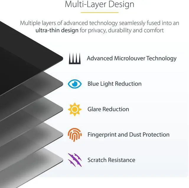 Alt view image 13 of 14 - StarTech 24" 16:9 Computer Monitor Privacy Screen, Hanging Acrylic Filter, Monitor Screen Protector, +/- 30 Deg., TAA