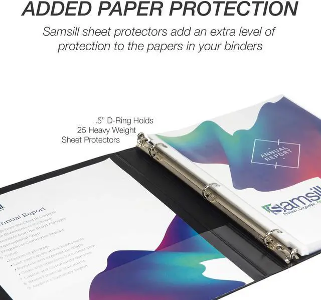 Alt view image 3 of 14 - Samsill Durable 0.5" View D Ring Binder Black, Set of 4, MP46410