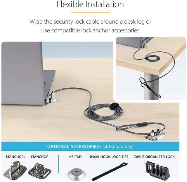 Alt view image 10 of 14 - StarTech 25-Pack Universal Laptop Lock 6.6ft (2m), Master Keyed Locking Cable