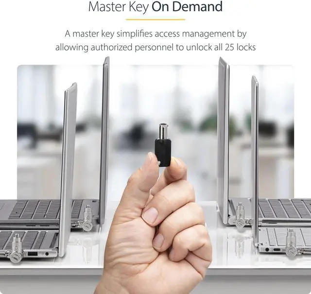Alt view image 13 of 14 - StarTech 25-Pack Universal Laptop Lock 6.6ft (2m), Master Keyed Locking Cable