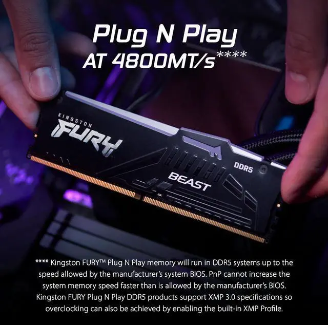 Alt view image 8 of 12 - Kingston FURY Renegade RAM Module - 48 GB (2 x 24GB) - DDR5-8000/PC5-64000 DDR5 SDRAM - 8000 MHz Single-rank Memory - CL38 - 1.40 V - On-die ECC - 288-pin - DIMM - Lifetime Warranty
