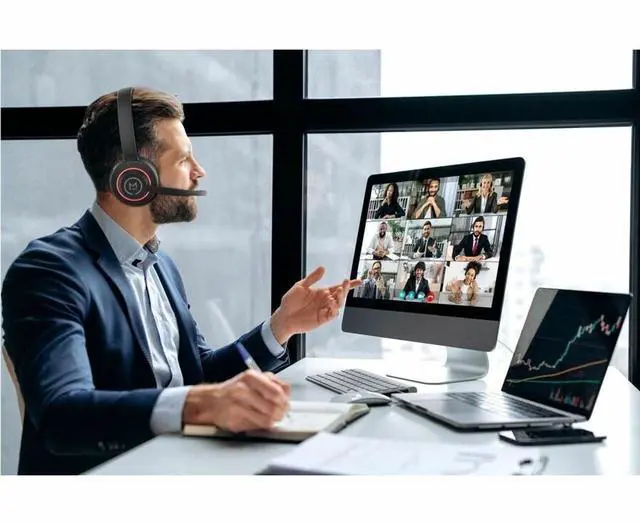Alt view image 10 of 13 - M360 Sanctuary Wireless Noise Canceling UC Headset w/ Boom Mic - HS6750ANC - UC Compatible - Stereo - Bluetooth - Over-the-head, On-ear - Binaural - Supra-aural - Adjustable Noise Canceling Microphone
