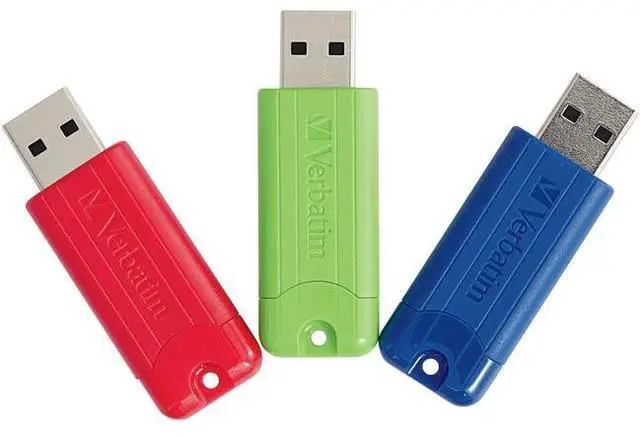 Alt view image 8 of 14 - Verbatim 128GB PinStripe USB 3.0 Flash Drive - 3pk - Red, Green, Blue - 128 GB - USB 3.0 - Red, Green, Blue - Lifetime Warranty