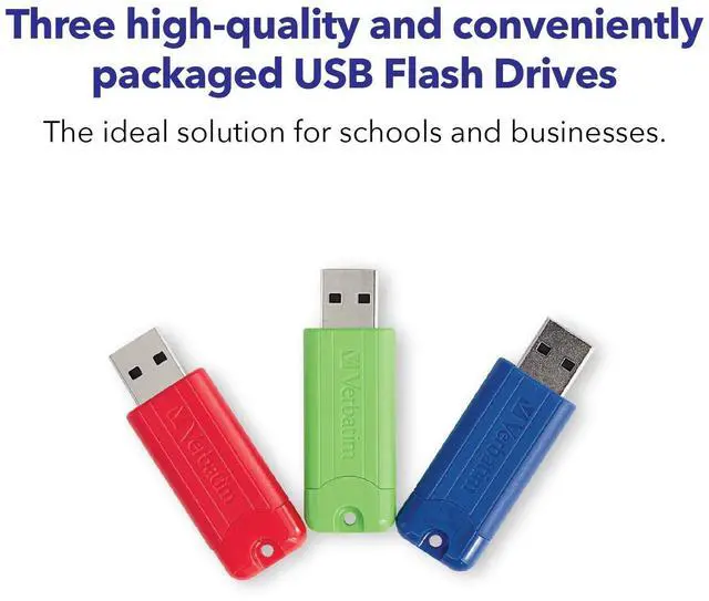Alt view image 10 of 14 - Verbatim 128GB PinStripe USB 3.0 Flash Drive - 3pk - Red, Green, Blue - 128 GB - USB 3.0 - Red, Green, Blue - Lifetime Warranty