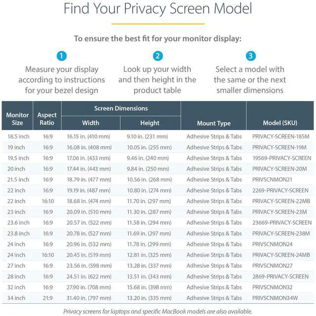 Alt view image 11 of 15 - StarTech.com notebook privacy filter - 19.5"