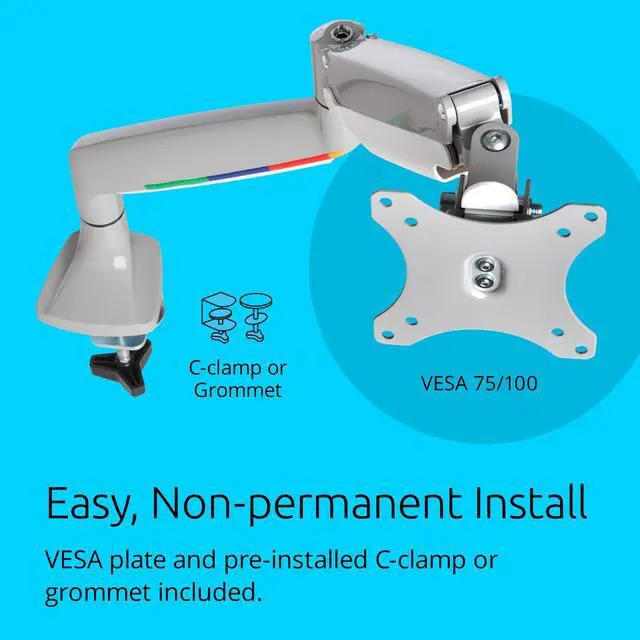 Alt view image 10 of 12 - Kensington Smartfit Mounting Arm For Monitor - Silver Gray