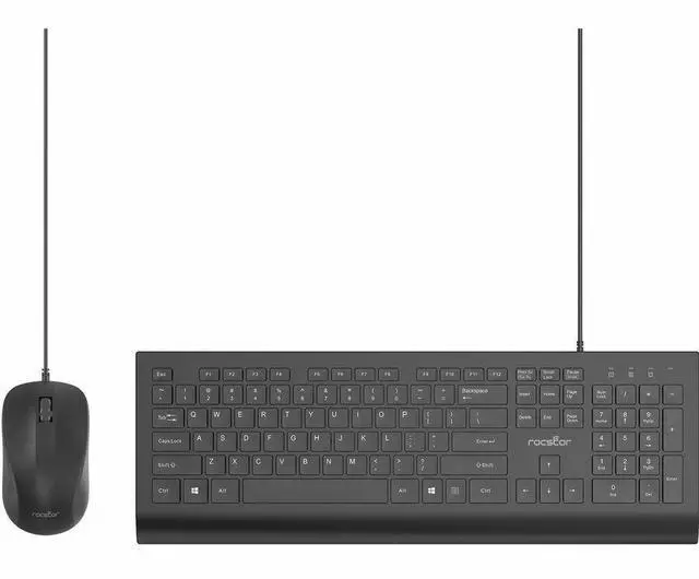Alt view image 4 of 4 - Rocstor Premium CK1 Wired USB Keyboard Mouse Combo Set - USB Type A Cable Keyboard - 104 Key - English (US) - Black - USB Type A Cable Mouse - Optical - 1200 dpi - Scroll Wheel - QWERTY - Black - Comp