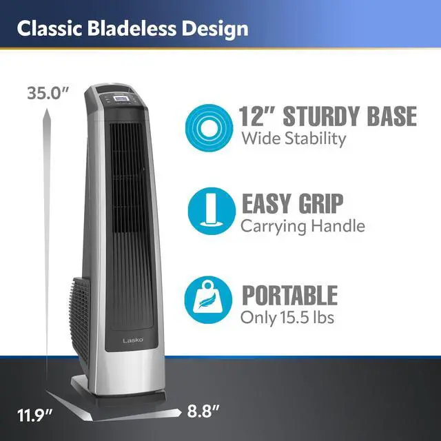 Alt view image 8 of 11 - Lasko U35115 Electric Oscillating High Velocity Stand-Up Tower Fan with Timer and Remote Control for Indoor, Bedroom and Home Office Use, Silver