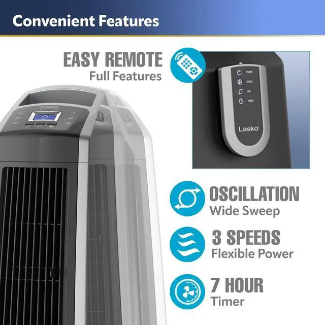 Alt view image 9 of 11 - Lasko U35115 Electric Oscillating High Velocity Stand-Up Tower Fan with Timer and Remote Control for Indoor, Bedroom and Home Office Use, Silver