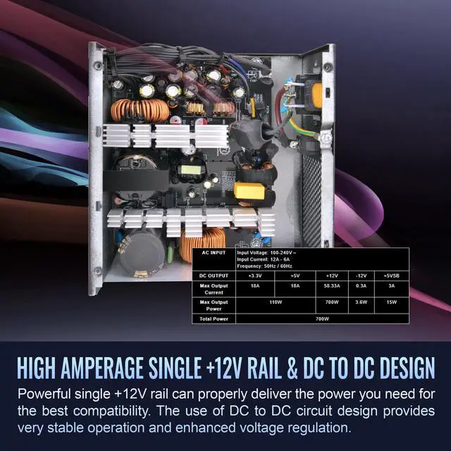 Alt view image 13 of 13 - Thermaltake Smart W3 SP3-700AH2NLW 700W Power Supply - White - Internal - 120 V AC, 230 V AC Input - 3.3 V DC, 5 V DC, 12 V DC, -12 V DC, 5 V SB Output - 700 W - Active PFC - 1 +12V Rails - 1 Fan(s) -