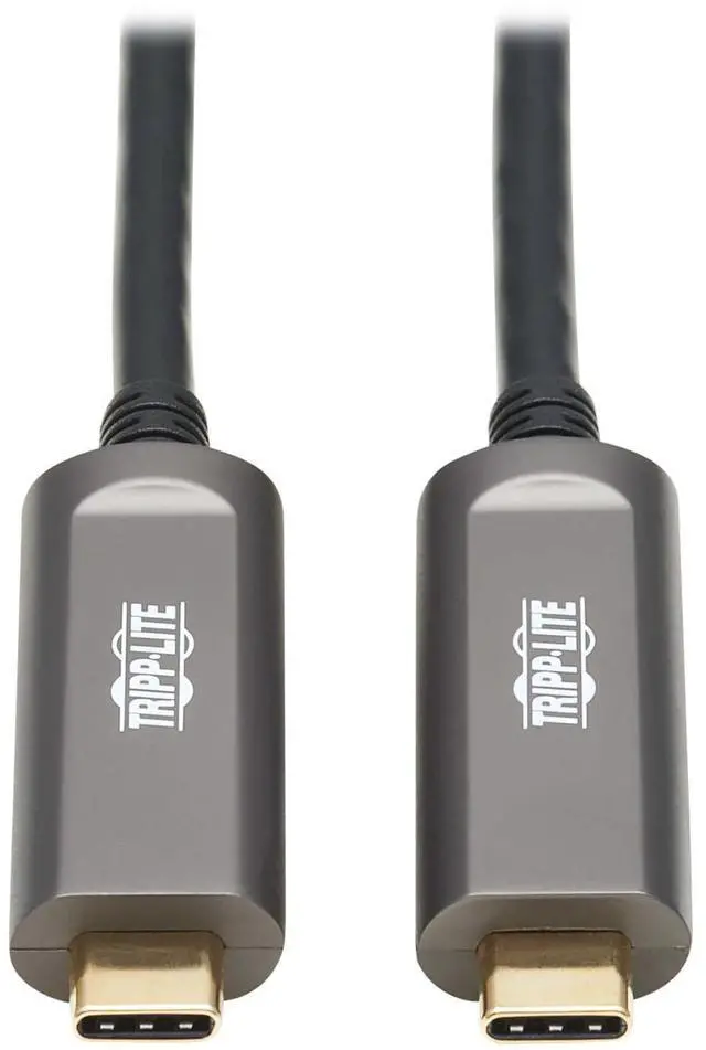 Main image of Tripp Lite USB-C AOC Cable (M/M) - USB 3.2 Gen 2 (10 Gbps) Plenum-Rated Fiber Active Optical Cable - Data Only, Black, 15 m - 49.21 ft USB-C Data Transfer Cable for Server, Hard Drive, Desktop Compute