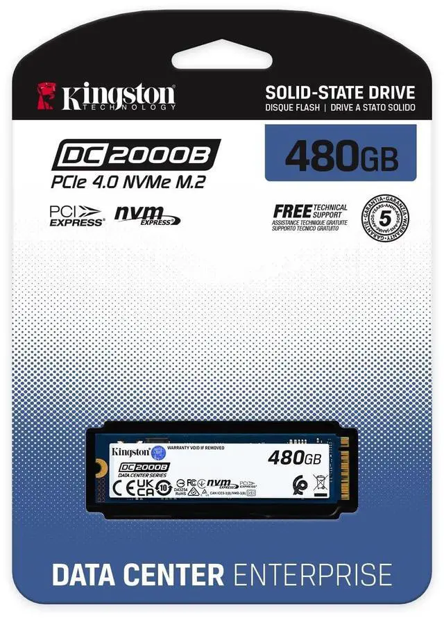 Alt view image 16 of 18 - Kingston SEDC2000BM8/480G DC2000B 480 GB Solid State Drive - M.2 2280 Internal - PCI Express NVMe (PCI Express NVMe 4.0 x4) - Server, Data Center Device Supported - 0.4 DWPD - 350.40 TB TBW