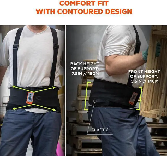 Alt view image 14 of 14 - Ergodyne Corporation Back Support Elastic Detachable Suspenders Large Black