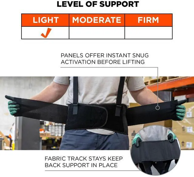 Alt view image 16 of 18 - Ergodyne ProFlex Economy Elastic Back Support - Strap Mount - Black