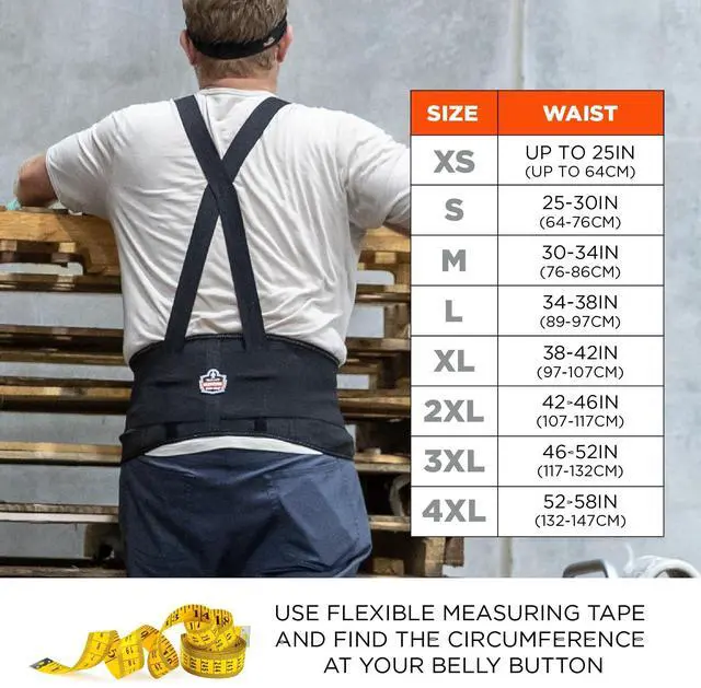 Alt view image 18 of 18 - Ergodyne ProFlex Economy Elastic Back Support - Strap Mount - Black