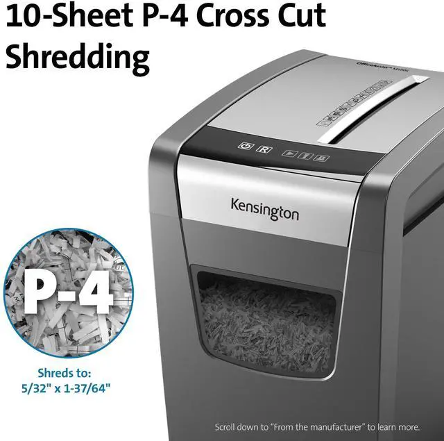 Alt view image 16 of 19 - Kensington Office Assist M100s Anti-Jam Cross Cut Shredder K52076AM