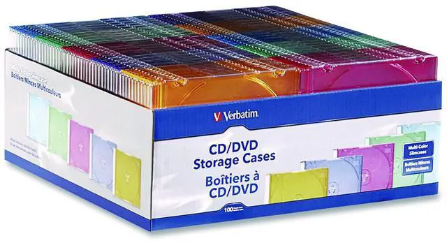 Alt view image 3 of 3 - Verbatim Slim CD/DVD Storage Cases - 100 Pack - 5 Assorted Colors