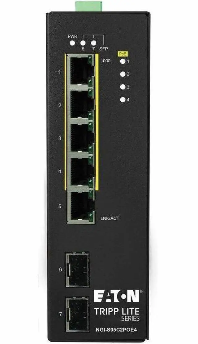 Main image of Tripp Lite 5-Port Lite Managed 10/100/1000 Mbps PoE+ Gigabit Ethernet Switch