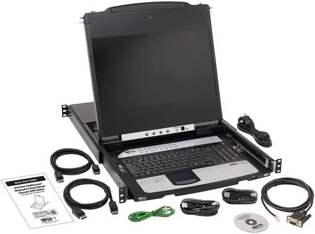 Alt view image 7 of 7 - Tripp Lite by Eaton 8-Port NetDirector DisplayPort KVM Switch Console with 17 in. LCD Dual Rail 1U Rack-Mount TAA B030DP0817D