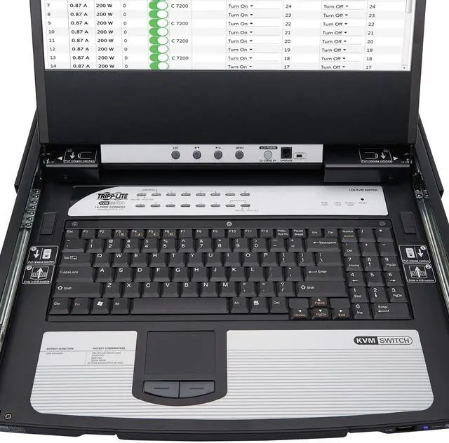 Alt view image 2 of 7 - Tripp Lite by Eaton 8-Port NetDirector DisplayPort KVM Switch Console with 17 in. LCD Dual Rail 1U Rack-Mount TAA B030DP0817D