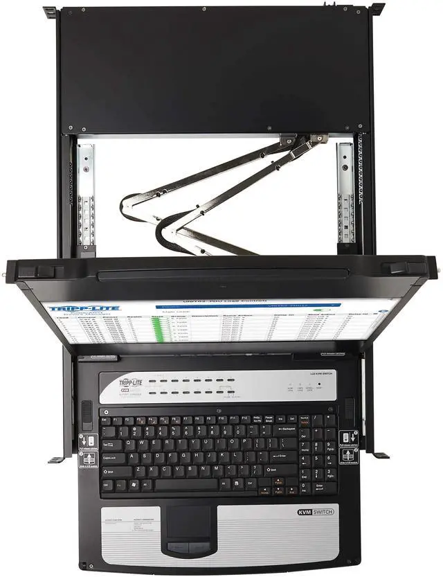 Alt view image 3 of 7 - Tripp Lite by Eaton 8-Port NetDirector DisplayPort KVM Switch Console with 17 in. LCD Dual Rail 1U Rack-Mount TAA B030DP0817D