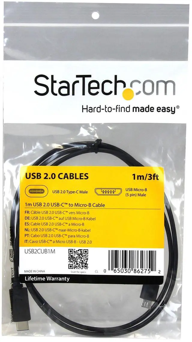 Alt view image 11 of 11 - StarTech USB2CUB1M USB C to Micro USB Cable - 3 ft. / 1m - USB 2.0 Cable - Micro USB Cord - Micro B USB C Cable - USB 2.0 Type C