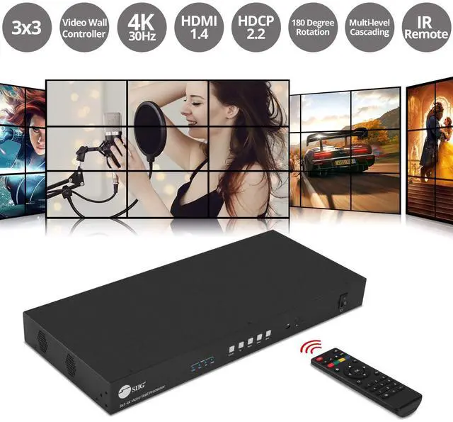 Alt view image 10 of 15 - SIIG 3x3 4K Video Wall Processor with USB-C / DP / VGA / HDMI Input with EDID Management CEH26F11S1