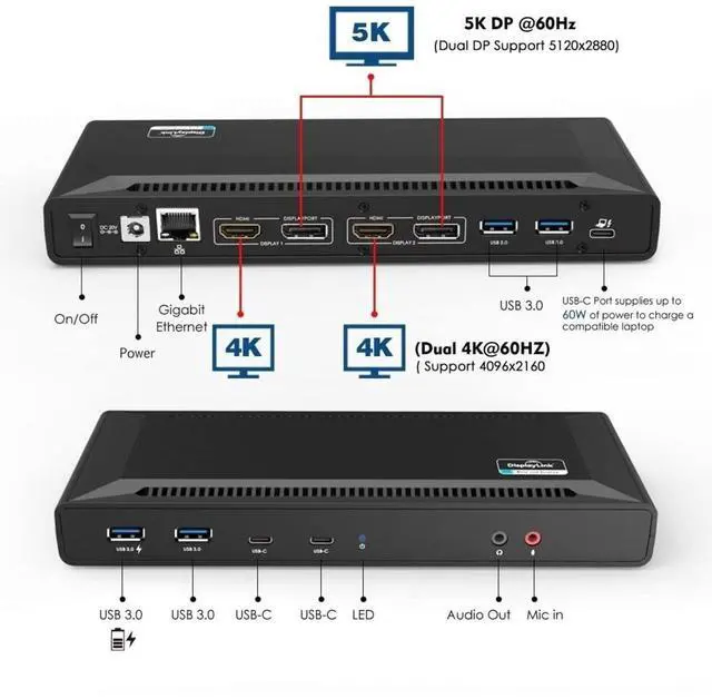 Alt view image 8 of 8 - 4XEM USB-C Dual 4K with Power Delivery Universal Docking Station 4XUG69PD2