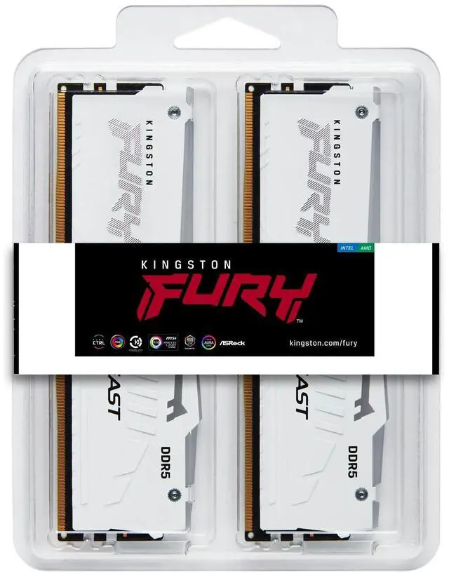 Alt view image 19 of 20 - Kingston Fury Beast White Rgb Expo 64Gb 6000Mt/S Ddr5 Cl30 Dimm Desktop Gaming Memory Kit Of 2 - Kf560C30Bweak2-64