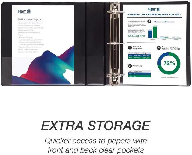 Alt view image 5 of 8 - Samsill Durable 2" View D-Ring Binder, Black, Set of 4, MP46460