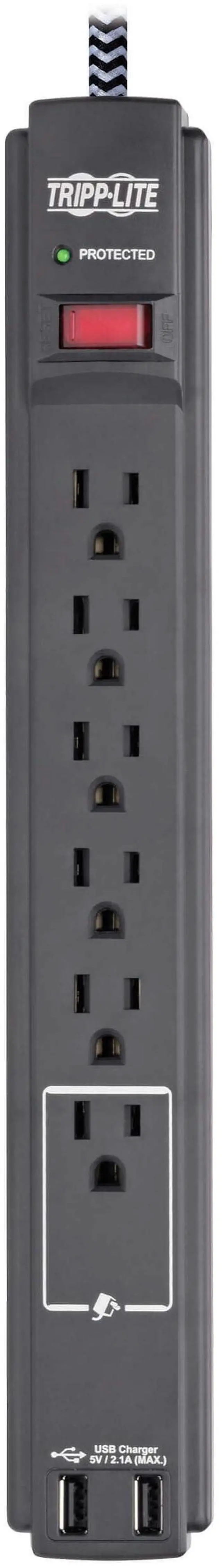 Alt view image 13 of 16 - Safe-IT Surge Protector 6-Outlet 2 USB Ports Antimicrobial 10ft Cord