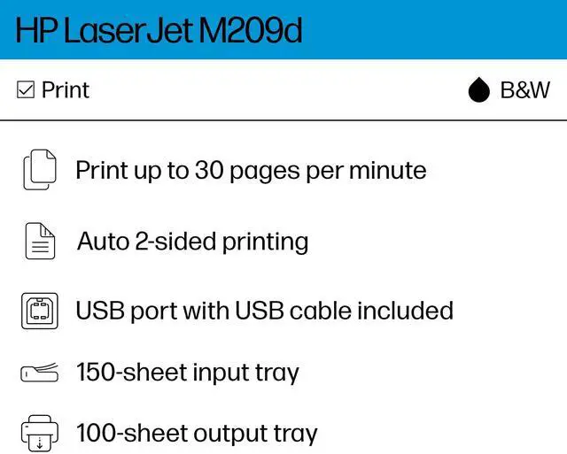 Alt view image 12 of 14 - HP LaserJet M209d Laser Printer, Black And White Mobile Up to 20,000