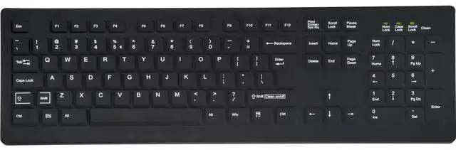 Alt view image 3 of 3 - TG3 ELECTRONICS INC KBA-CK104S-BNUN-US CLEANABLE SEALED BLACK KEYBOARD; 104 KEY WITHSTANDS HOSPITAL GRADE CLEANERS AND