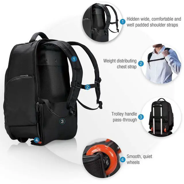 Alt view image 10 of 12 - everki atlas wheeled laptop backpack, 13-inch to 17.3-inch adjustable compartment, business professional (ekp122)