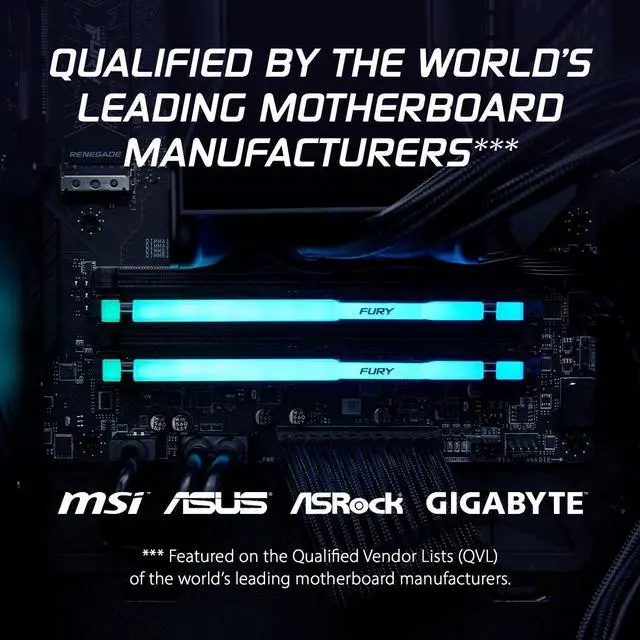Alt view image 16 of 19 - Kingston 64GB (2x32GB) DDR5 6400MT/s CL32 FURY Beast Black RGB EXPO - 64 GB (2 x 32GB) - RGB - DDR5-6400/PC5-51200 DDR5 SDRAM - 6400 MHz Dual-rank Memory - CL32 - 1.40 V - Non-ECC - Unbuffered - 288-p