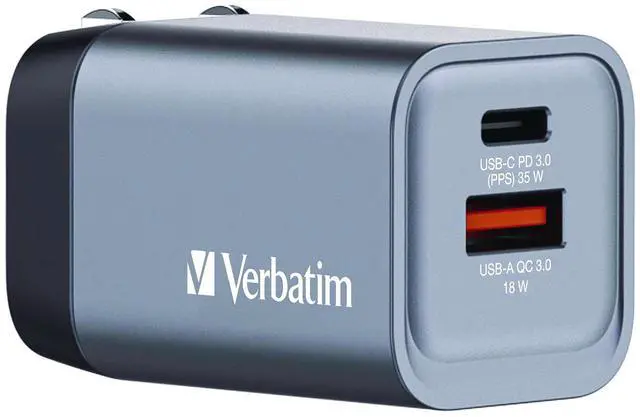 Alt view image 9 of 9 - Verbatim 35W 2-Port GaN Wall Charger - 35 W - 120 V AC, 230 V AC Input - 1