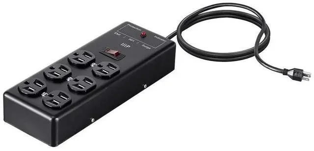 Alt view image 14 of 14 - Monoprice Heavy Duty 6 Outlet Metal Surge Power Box - Black With 6 Feet Cord | 540 Joules