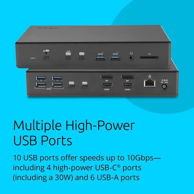 Alt view image 13 of 14 - Kensington SD4880P USB-C 10Gbps Quad Video 17-in-1 Driverless Dock