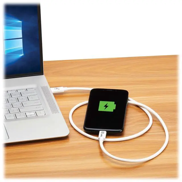 Alt view image 6 of 7 - Tripp Lite USB4 40Gbps Cable (M/M) USB-C, 8K 60 Hz, White, 3ft U521-1P0M-WH
