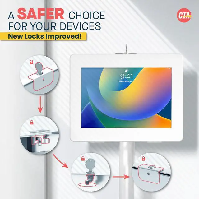 Alt view image 13 of 16 - CTA Digital Height Adjustable Floor-To-Desk Security Kiosk, White PADPARAFDW