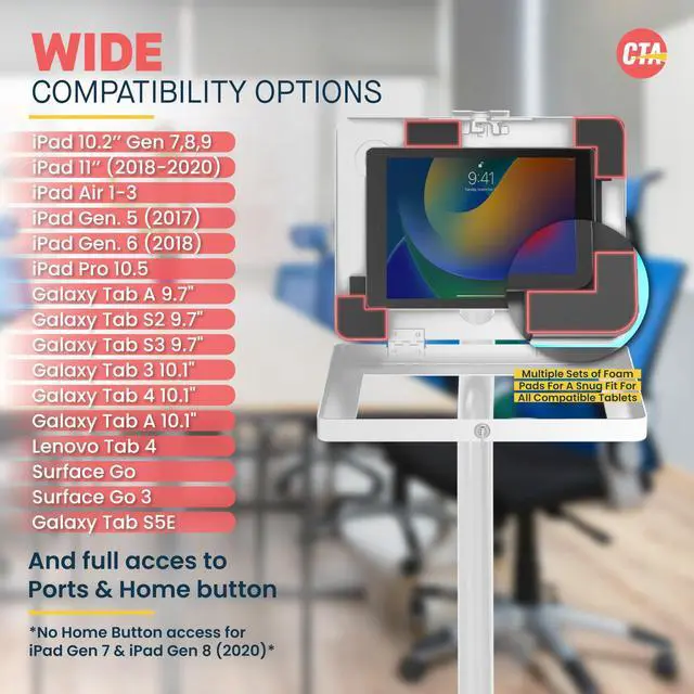 Alt view image 14 of 16 - CTA Digital Height Adjustable Floor-To-Desk Security Kiosk, White PADPARAFDW