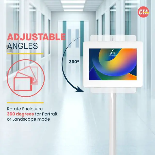 Alt view image 15 of 16 - CTA Digital Height Adjustable Floor-To-Desk Security Kiosk, White PADPARAFDW