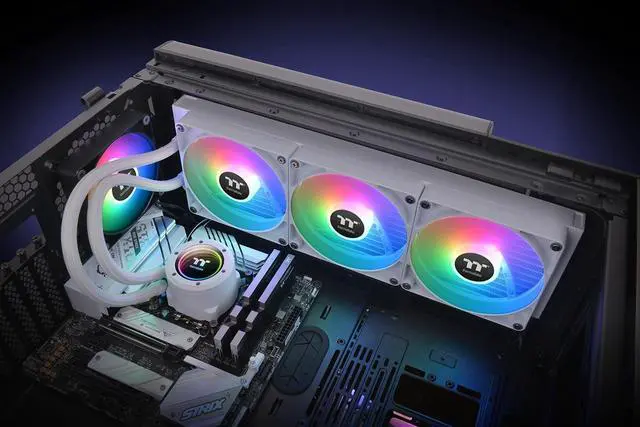 Alt view image 11 of 12 - Thermaltake TH420 V2 ARGB Snow CL-W378-PL14SW-A Liquid / Water Cooling